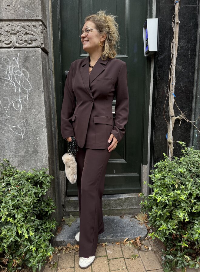 Second F. fique fitted blazer chocolate plum