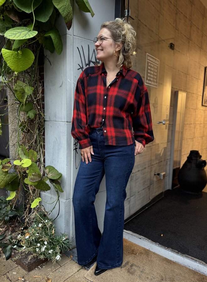 By Bar sarah short red check blouse