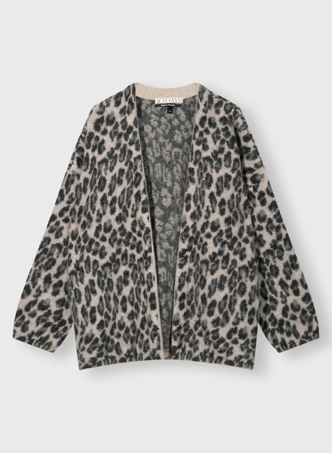10days knit cardigan leopard soft white melee