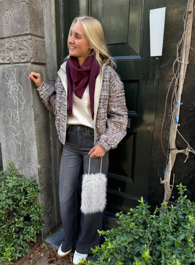 SF cille cashmere blend triangle scarf fig