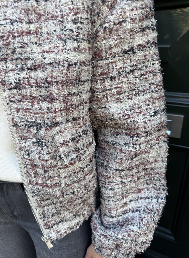 YAYA boucle jacket with fringes blush pink