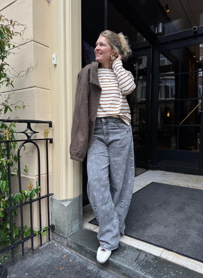 10DAYS boat neck top stripes ecru/suede
