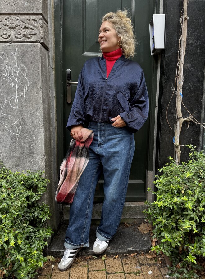 Fds lacy satin jacket navy