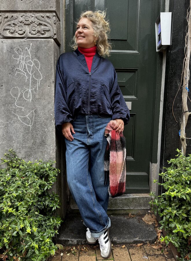 Fds lacy satin jacket navy