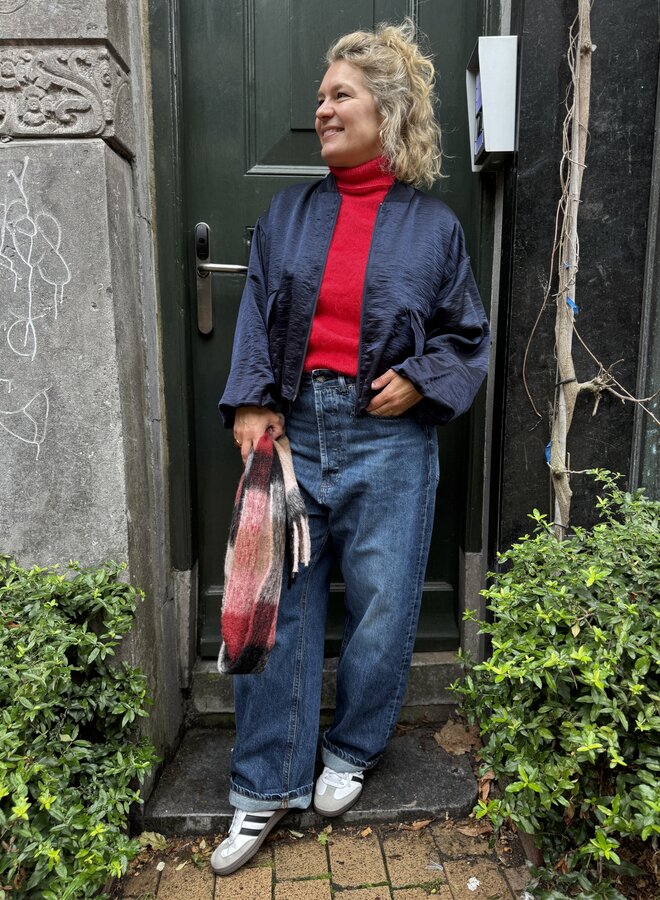 Fds lacy satin jacket navy