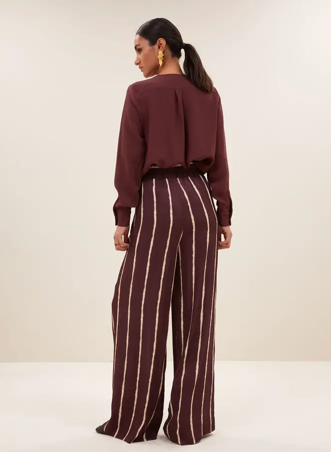 By Bar noi satin stripe blouse  pecan