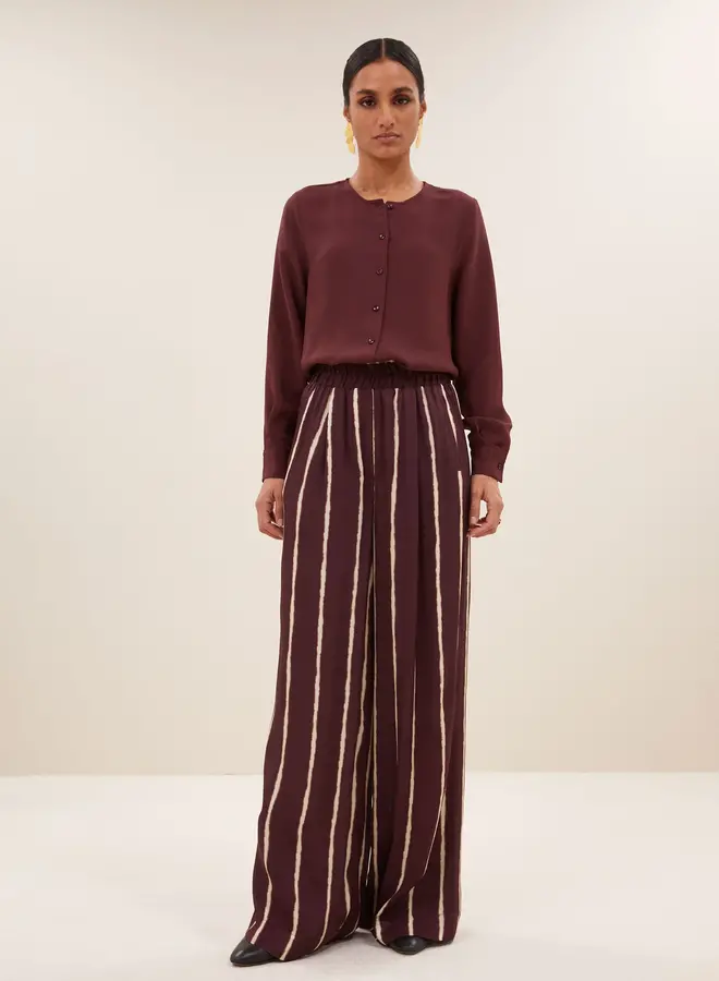 By Bar noi satin stripe blouse  pecan