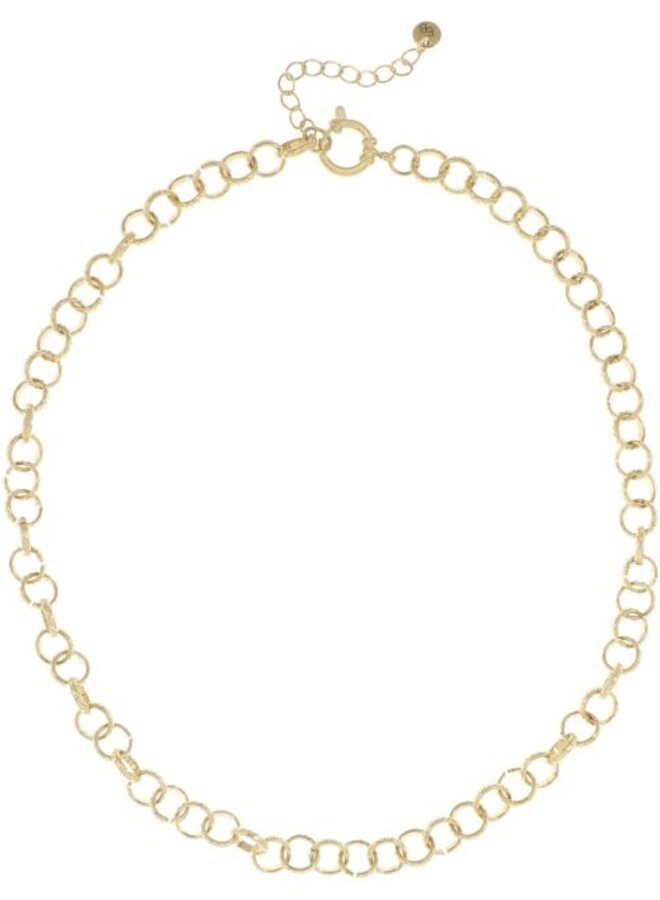 Ellen beekmans vergulde ketting ronde schakels met textuur