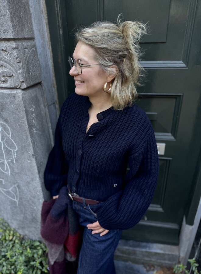 Dante6 zinnia chunky wool cardigan blue