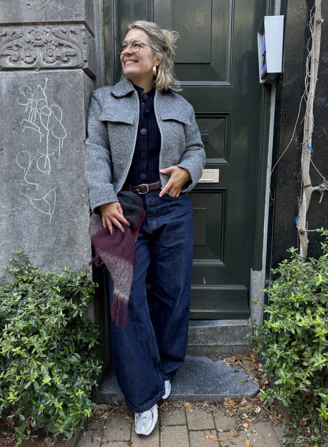 YAYA short oversized boucle jacket black