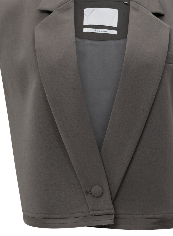YAYA sleeveless short blazer dark night grey