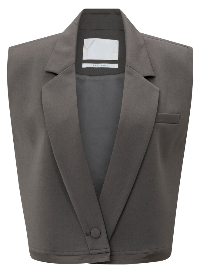 YAYA sleeveless short blazer dark night grey