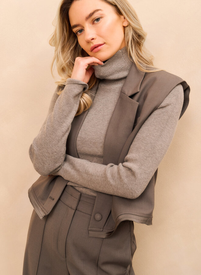 YAYA sleeveless short blazer dark night grey