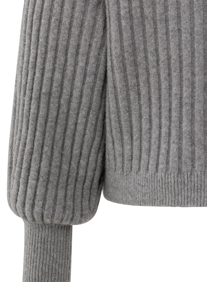 Yaya rib sweater round neck taupe grey
