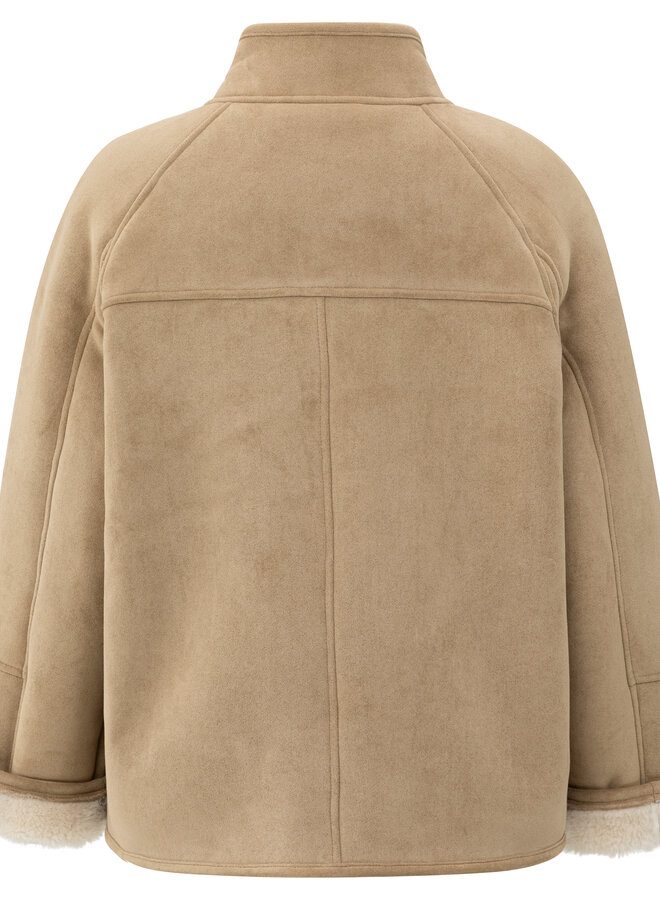 Yaya oversized lammy coat raglan sleeves camel