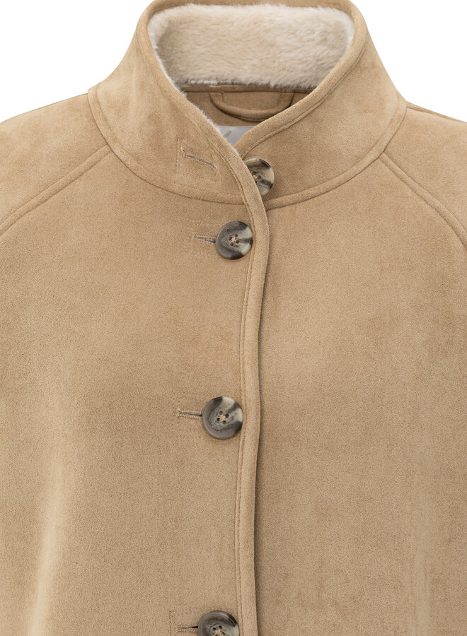 Yaya oversized lammy coat raglan sleeves camel