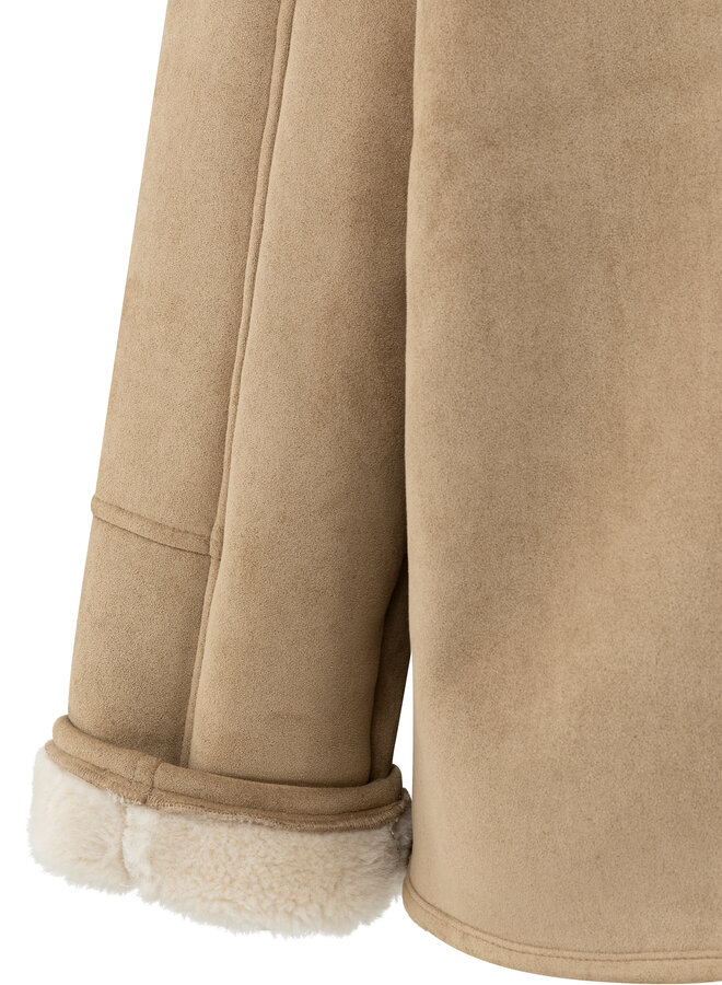 Yaya oversized lammy coat raglan sleeves camel