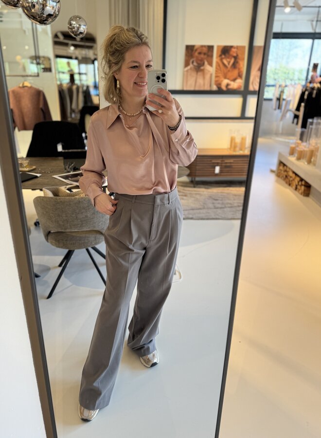 YAYA satin blouse gray/pink