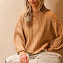 Yaya ribbed sweater round neck camel