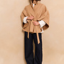 YAYA poncho with collar and belt camel