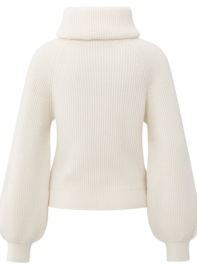 Yaya knitted sweater balloon sleeves wool white