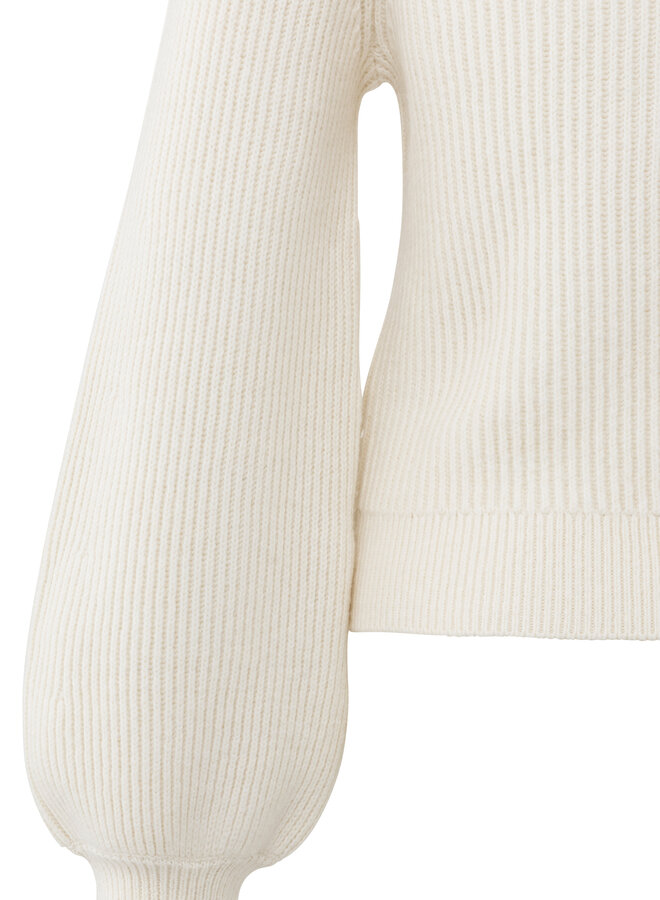 Yaya knitted sweater balloon sleeves wool white