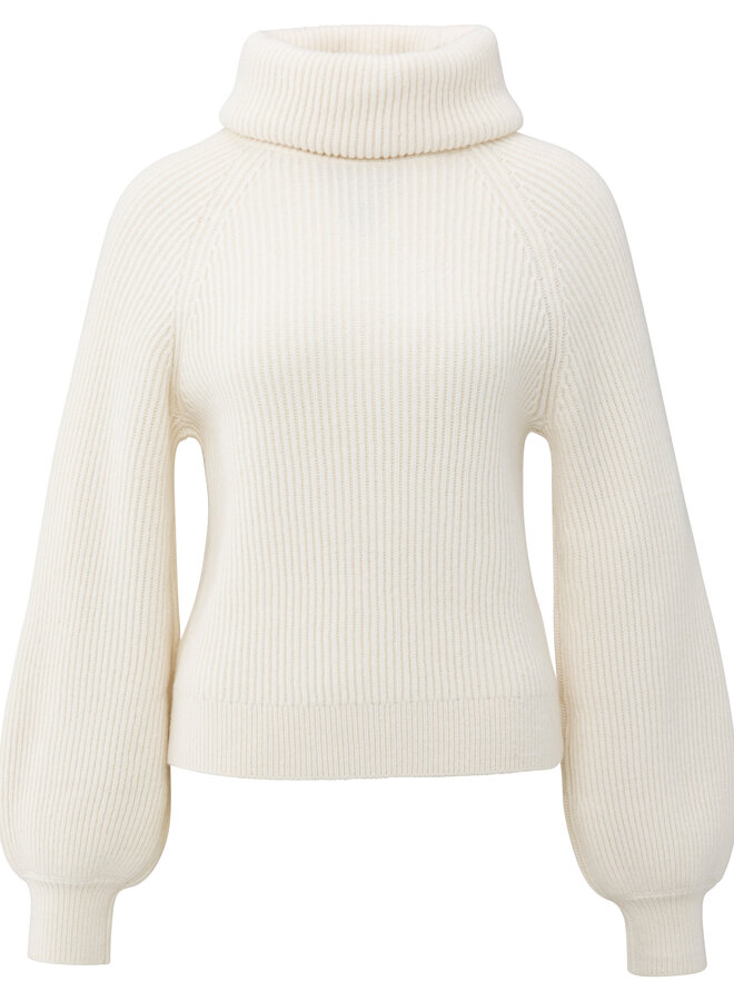 Yaya knitted sweater balloon sleeves wool white