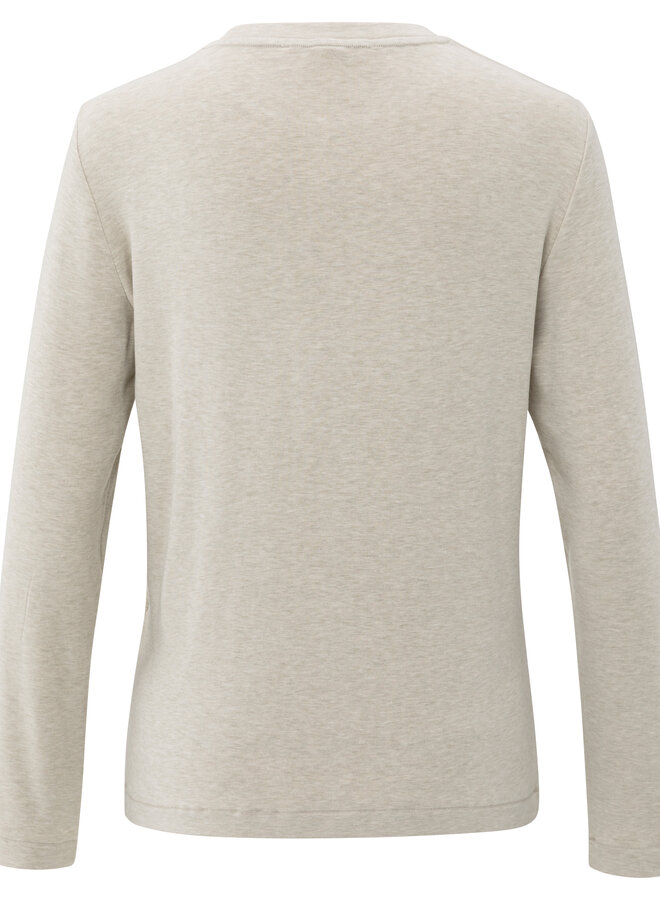 YAYA jersey top with long sleeves beige