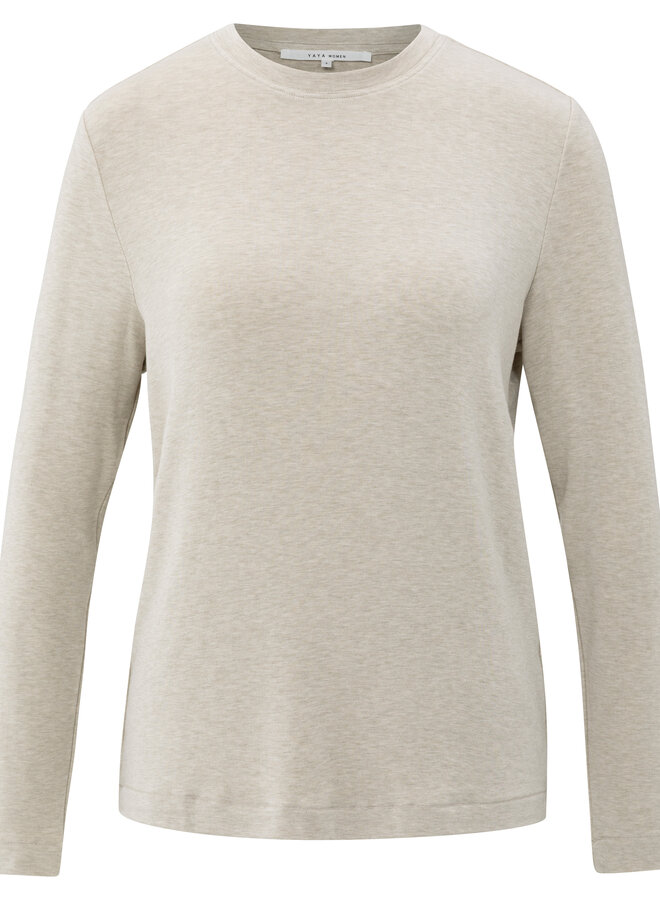 YAYA jersey top with long sleeves beige
