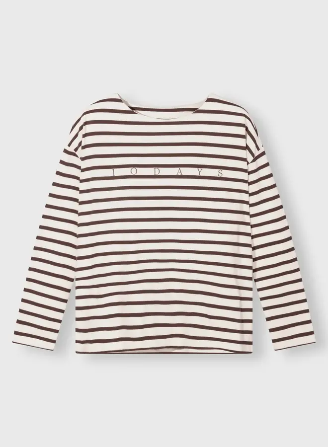 10DAYS W2510 boat neck top stripes ecru/wine