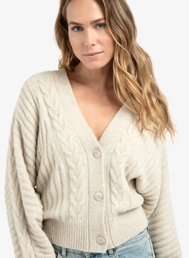 Yaya cardigan cables and batwing sleeves grey
