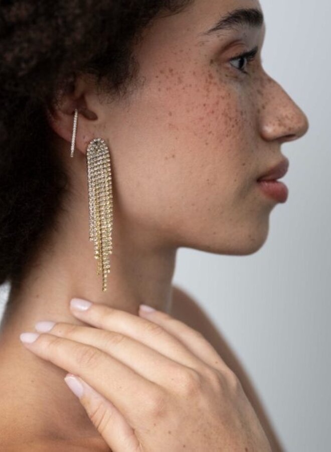 Ellen beekmans lange party oorstekers met strass