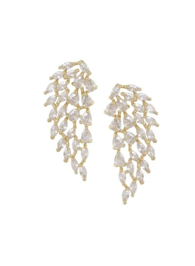 Ellen beekmans oorstekers blad met strass (3.3cm)