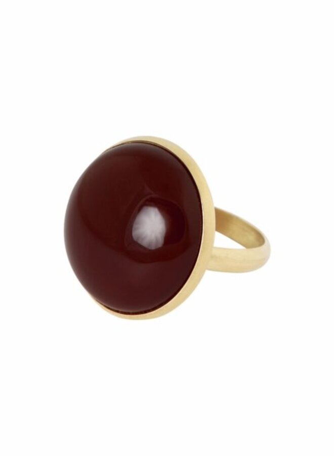 Ellen beekmans ring met grote gemstone medium bordeaux