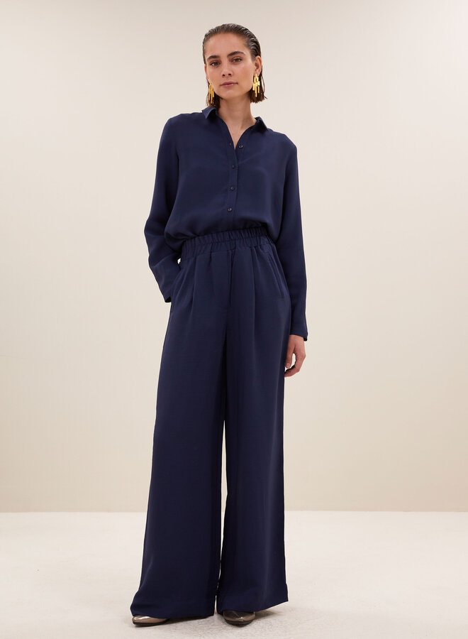 By Bar donna satin stripe blouse evening blue