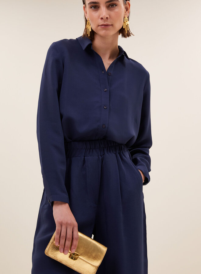 By Bar donna satin stripe blouse evening blue