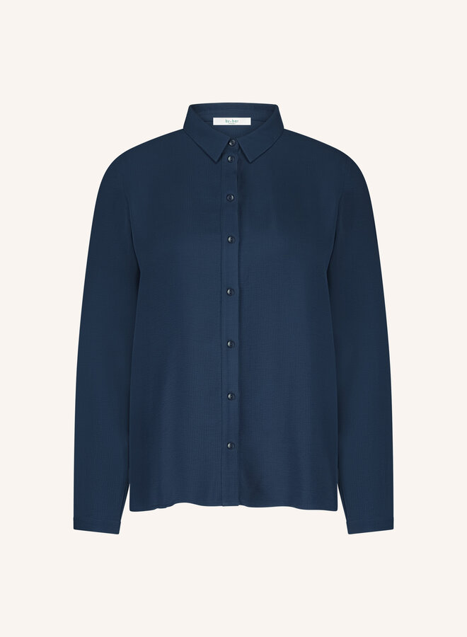 By Bar donna satin stripe blouse evening blue