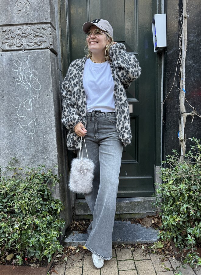 10days knit cardigan leopard soft white melee