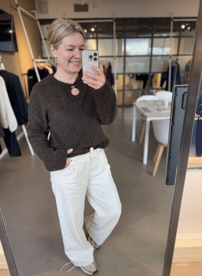 SF lulu brushed knit keyhole o-neck delicioso