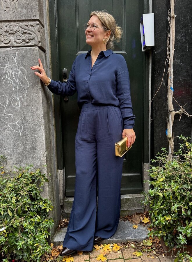 By Bar benji satin stripe pants evening blue