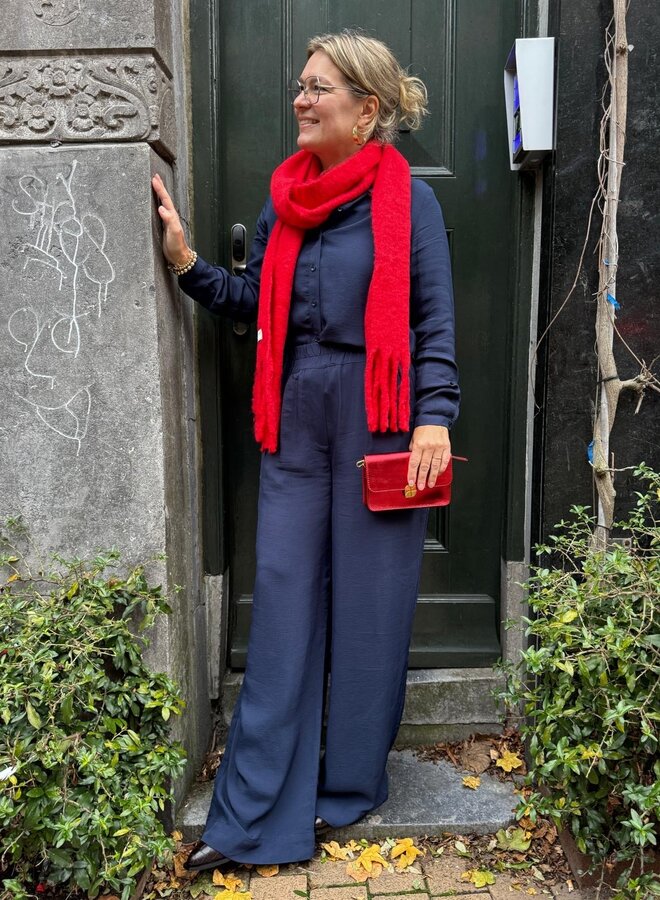 By Bar donna satin stripe blouse evening blue