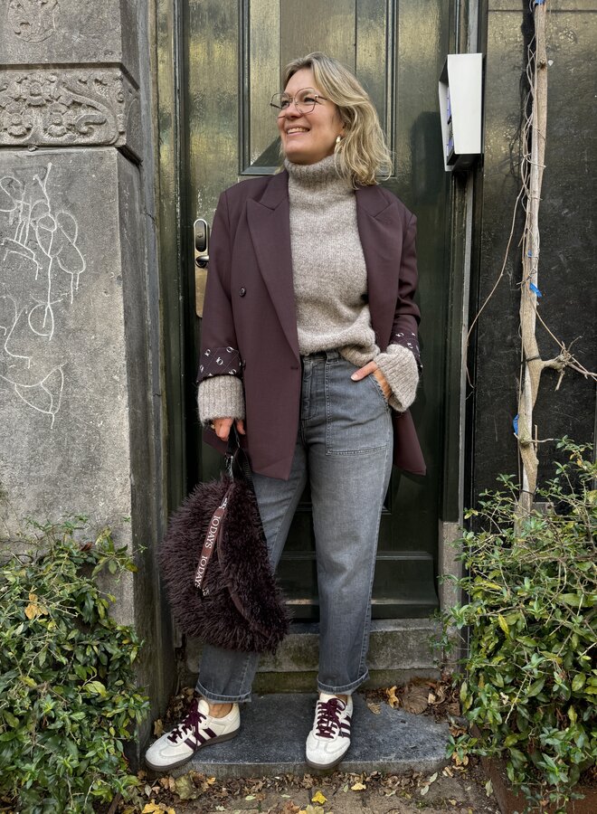 SF gabriella ls knit high neck steel gray