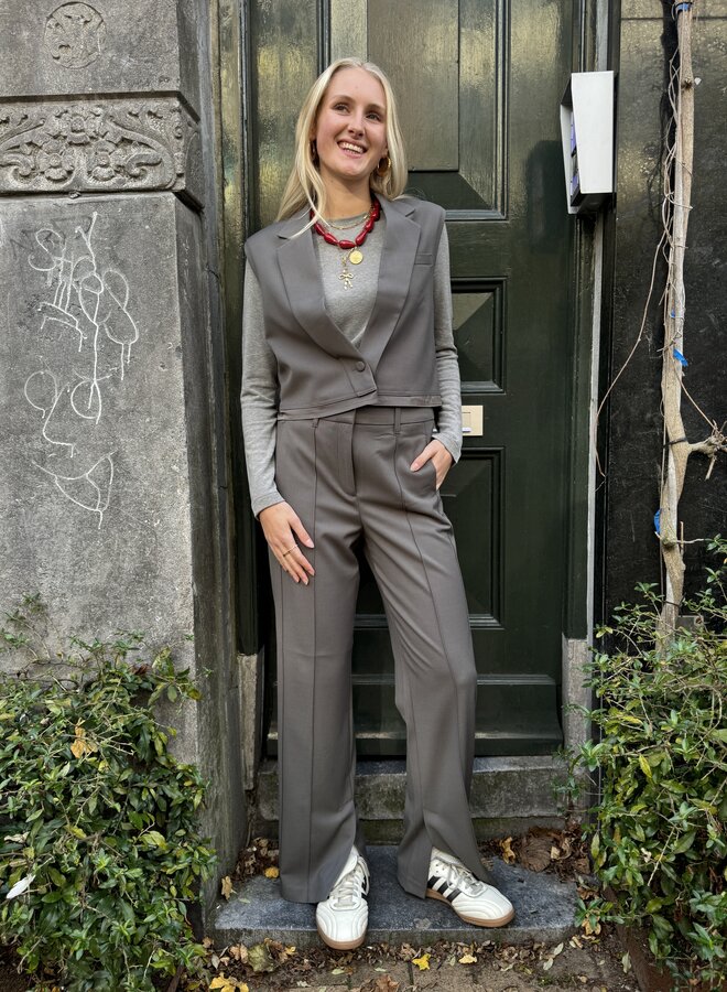 Yaya wide leg trousers dark night grey