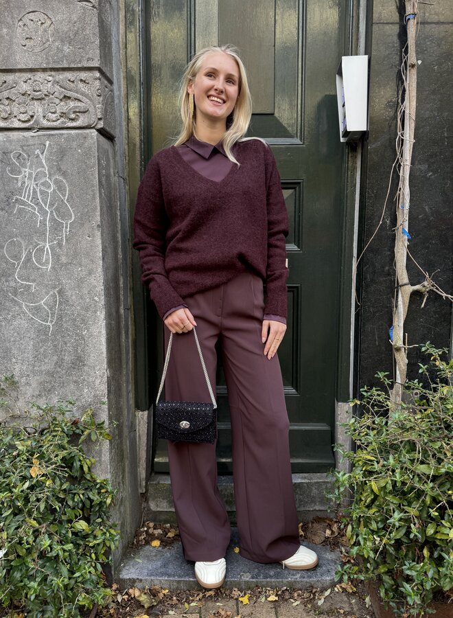 YAYA mesh top removable cuffs and collar fudge purple