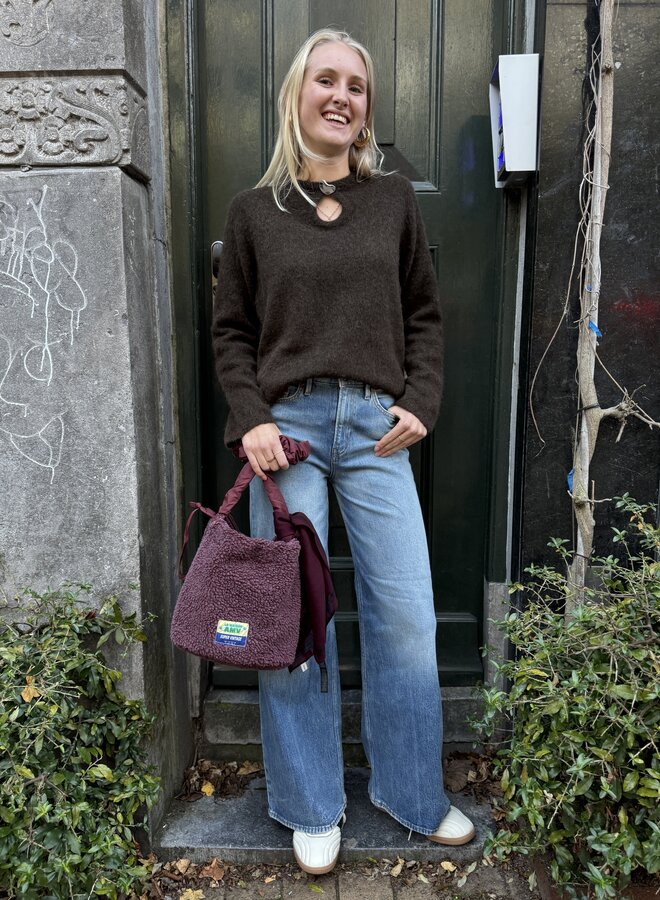 SF lulu brushed knit keyhole o-neck delicioso