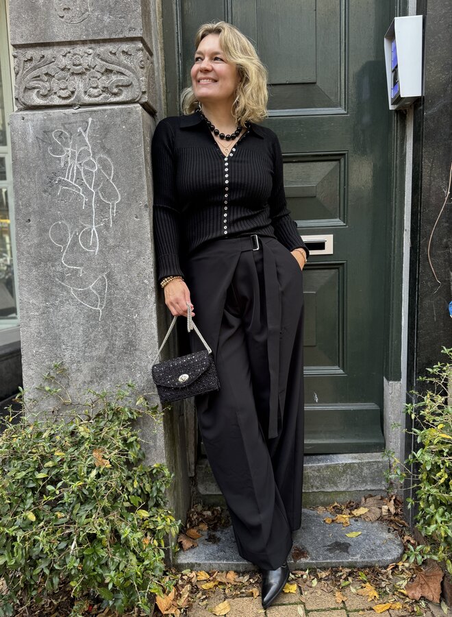 Second F. W25F fique wrap trousers black