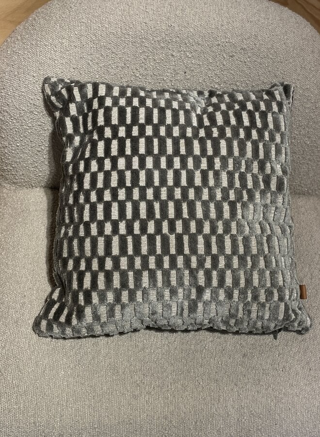 Zusss kussen corduroy/velvet 45x45 off white/groen