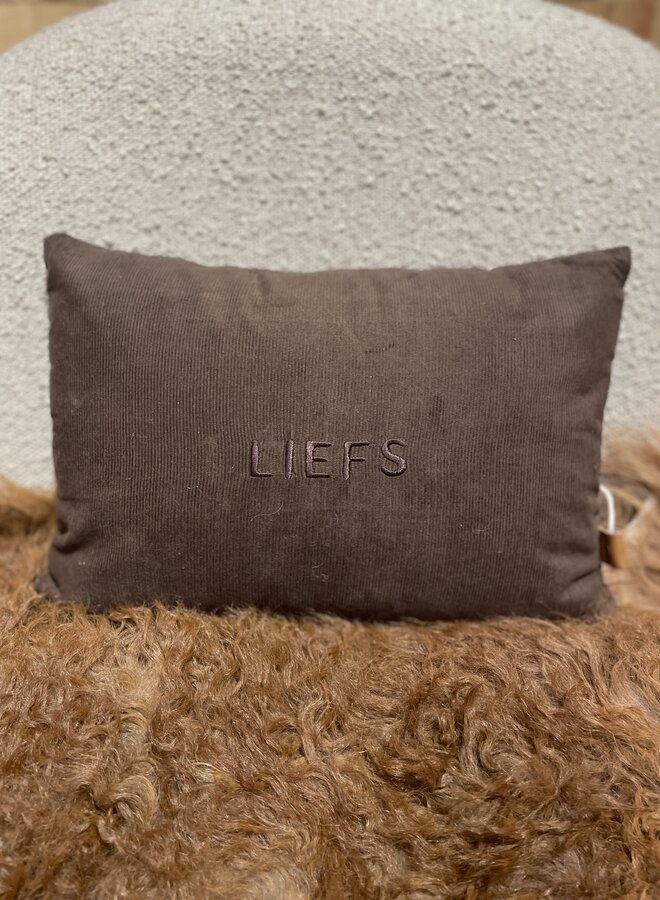 Zusss kussen corduroy liefs 35x25cm bruin
