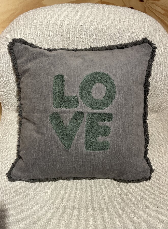 Zusss kussen velvet love 45x45 cm donkergroen