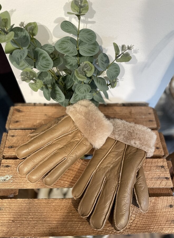 Zusss leren handschoenen zachte binnenkant taupe